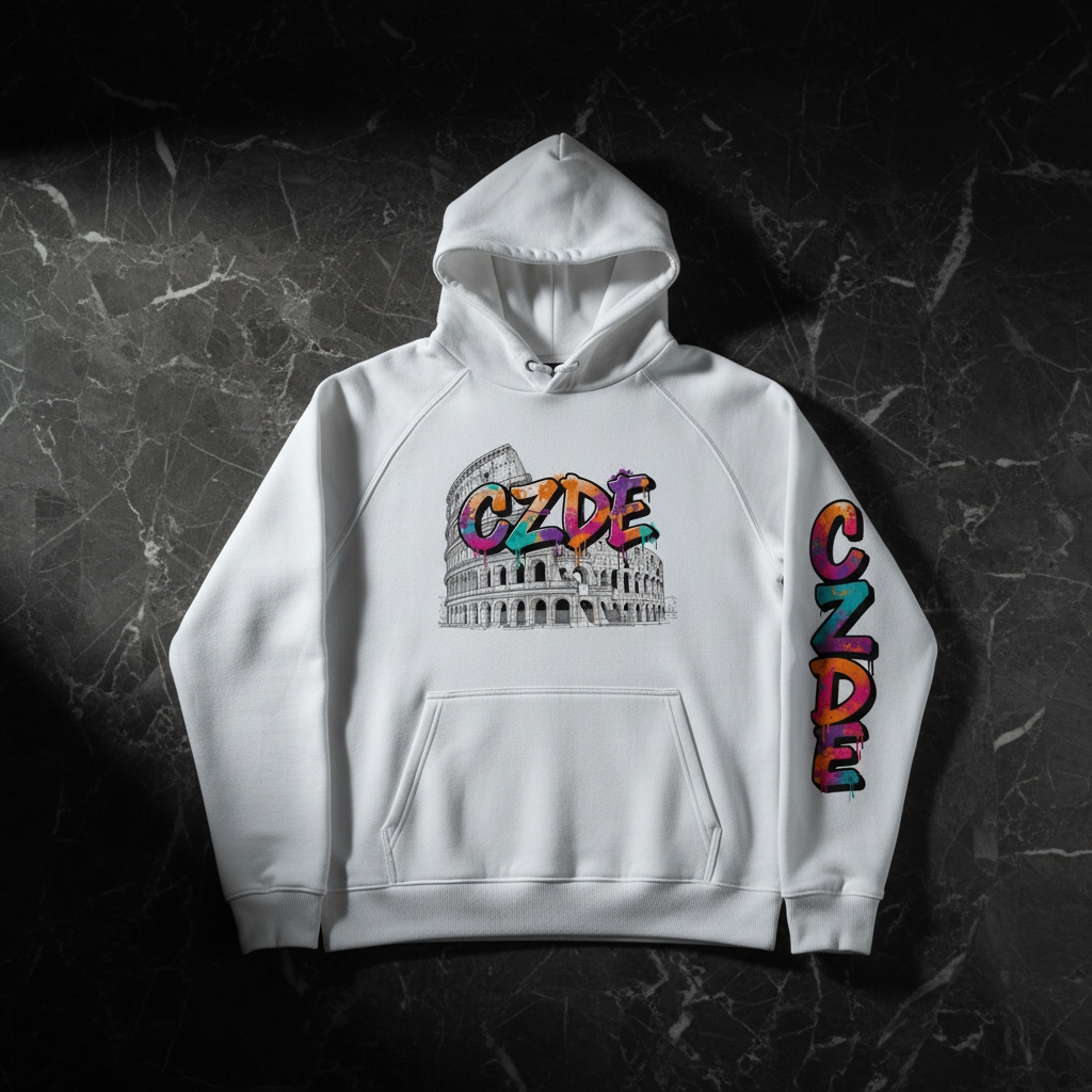 CZDE Colosseum Hoodie Flat Lay