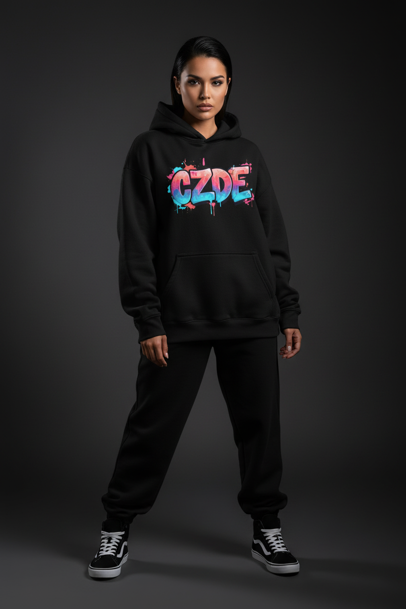 CZDE Graffiti Hoodie Black