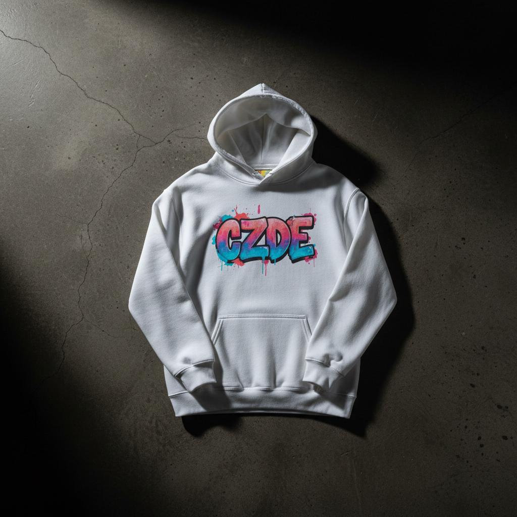 CZDE Graffiti Hoodie Flat Lay