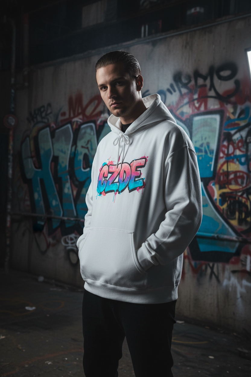CZDE Graffiti Hoodie White