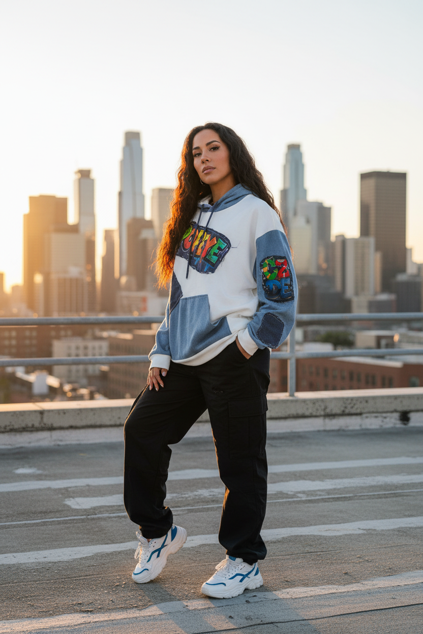 CZDE Popeye Hoodie - Latina Woman Rooftop
