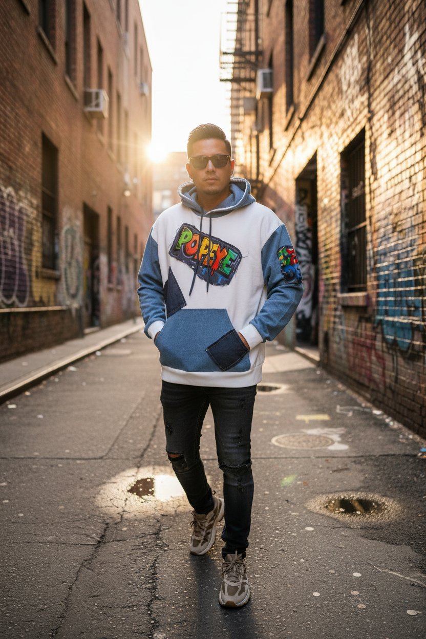 CZDE Popeye Hoodie - Latino Man Urban Street