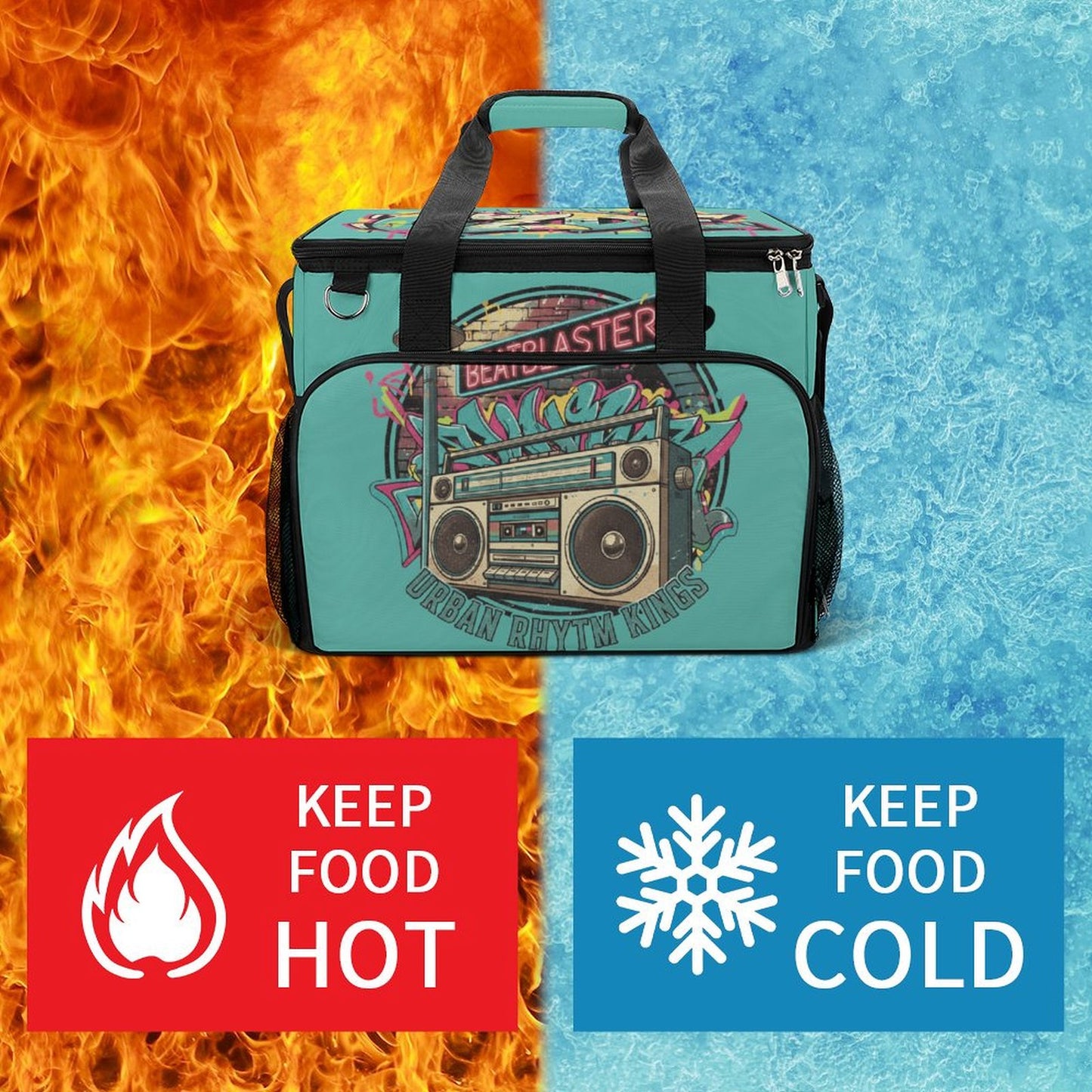 CZDE Retro Boombox Cooler Bag - Urban Rhythm Kings | Insulated Lunch Tote