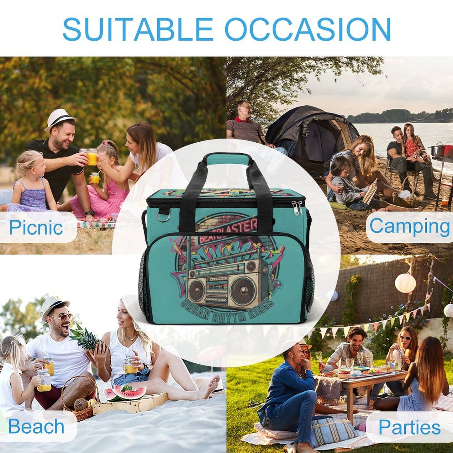 CZDE Retro Boombox Cooler Bag - Urban Rhythm Kings | Insulated Lunch Tote