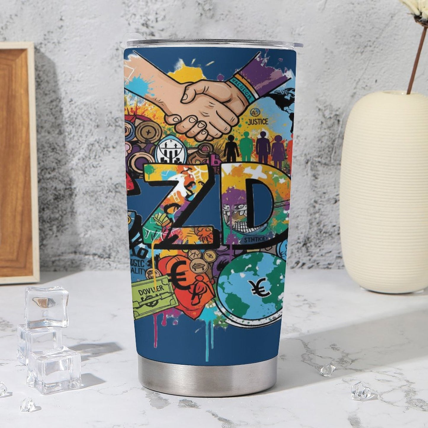 CZDE Graffiti Tumbler Cup – Colorful Art Stainless Steel Travel Mug