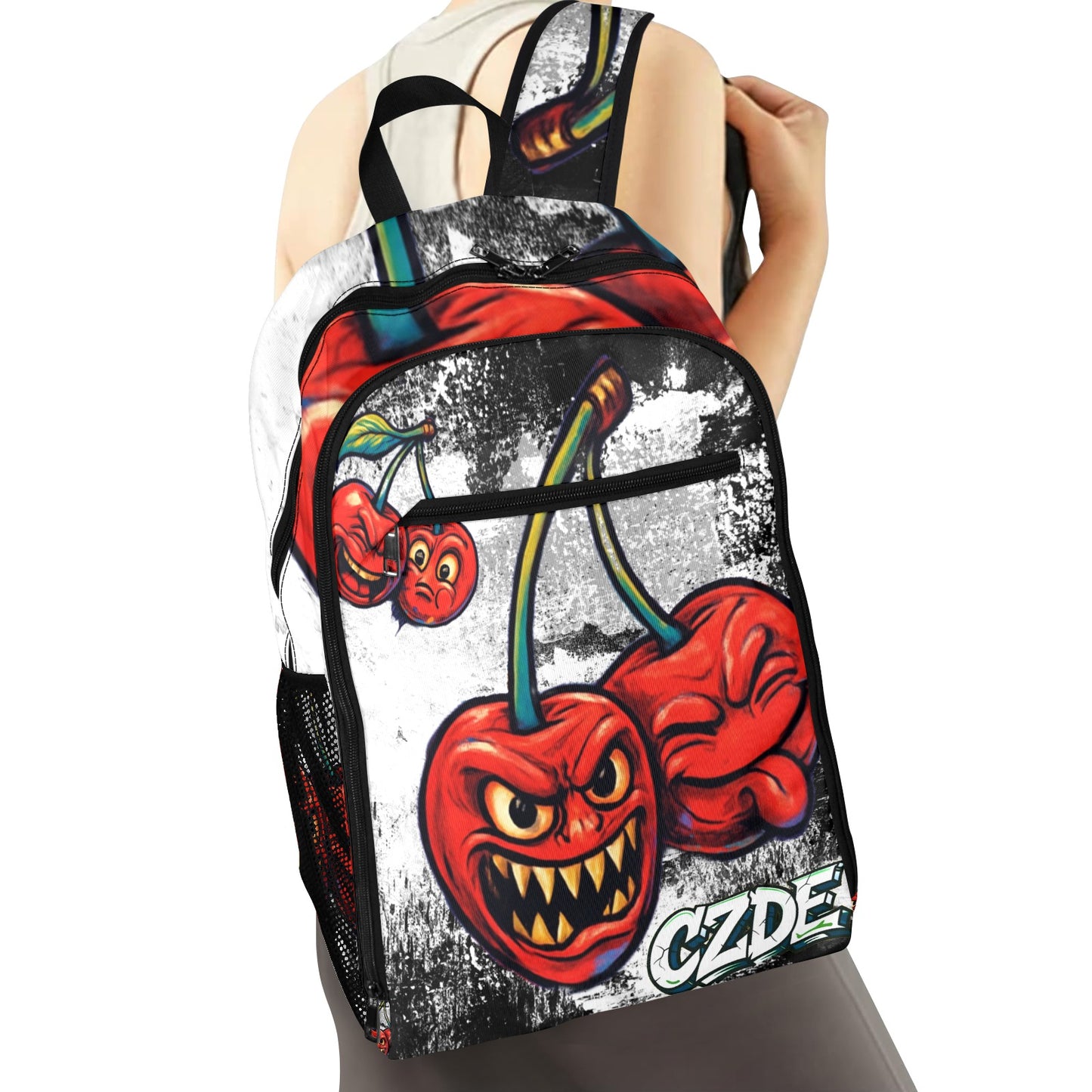 Graffiti Cherry Backpack – Bold Streetwear Style Bag