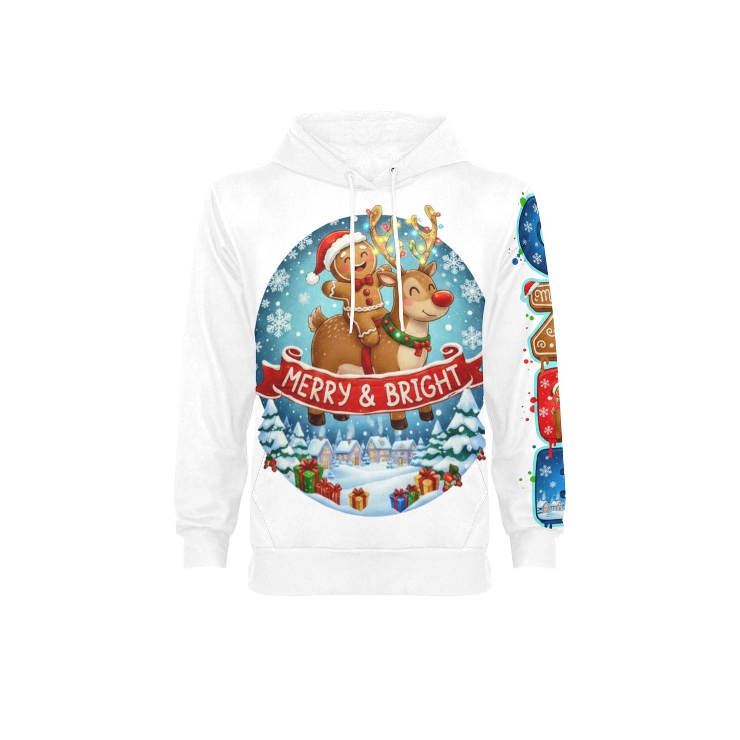 Christmas Merry & Bright Hoodie - Gingerbread & Reindeer Holiday Collection
