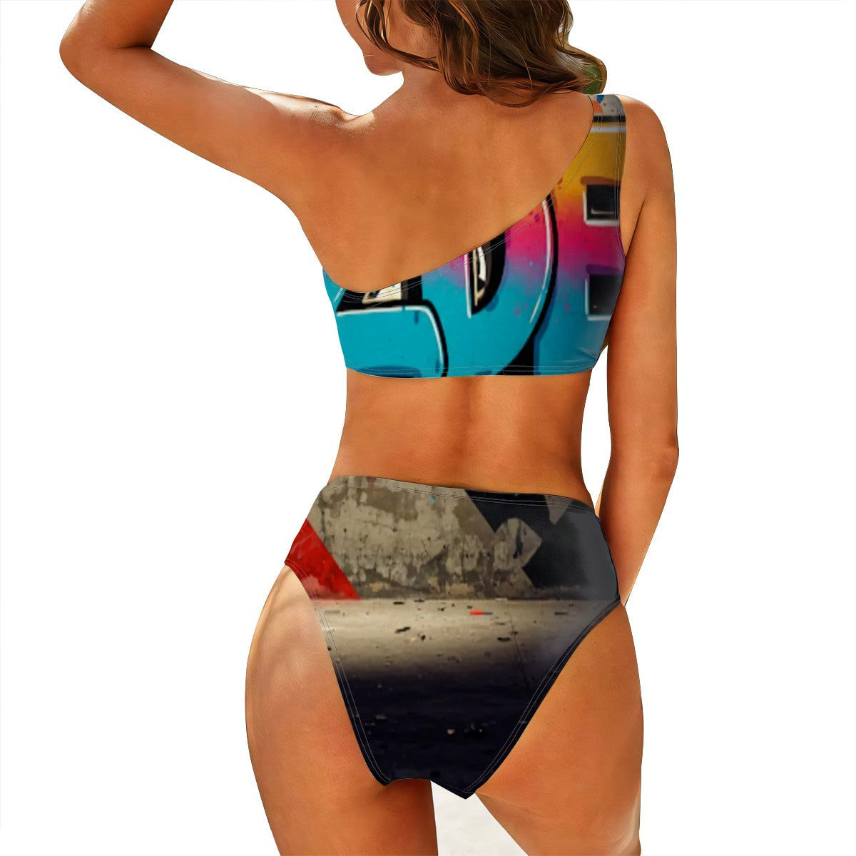 CZDE One-Shoulder Graphic Bikini — Bold & Unique Swimwear