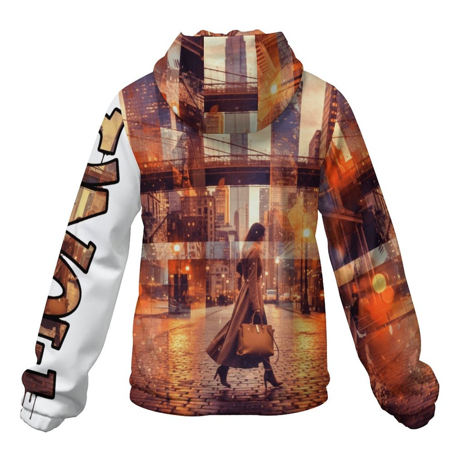 CZDE Urban City Collage Hooded Windbreaker - Men's Street Style Jacket