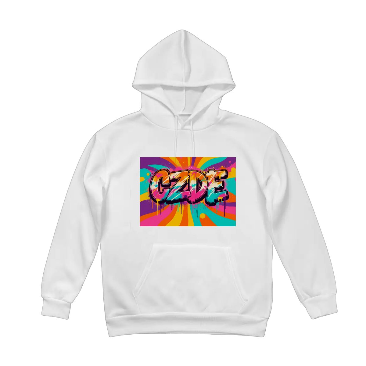 Unisex Fleece Hoodie - CZDE Vivid Graffiti Hoodie — Colorful Streetwear Statement