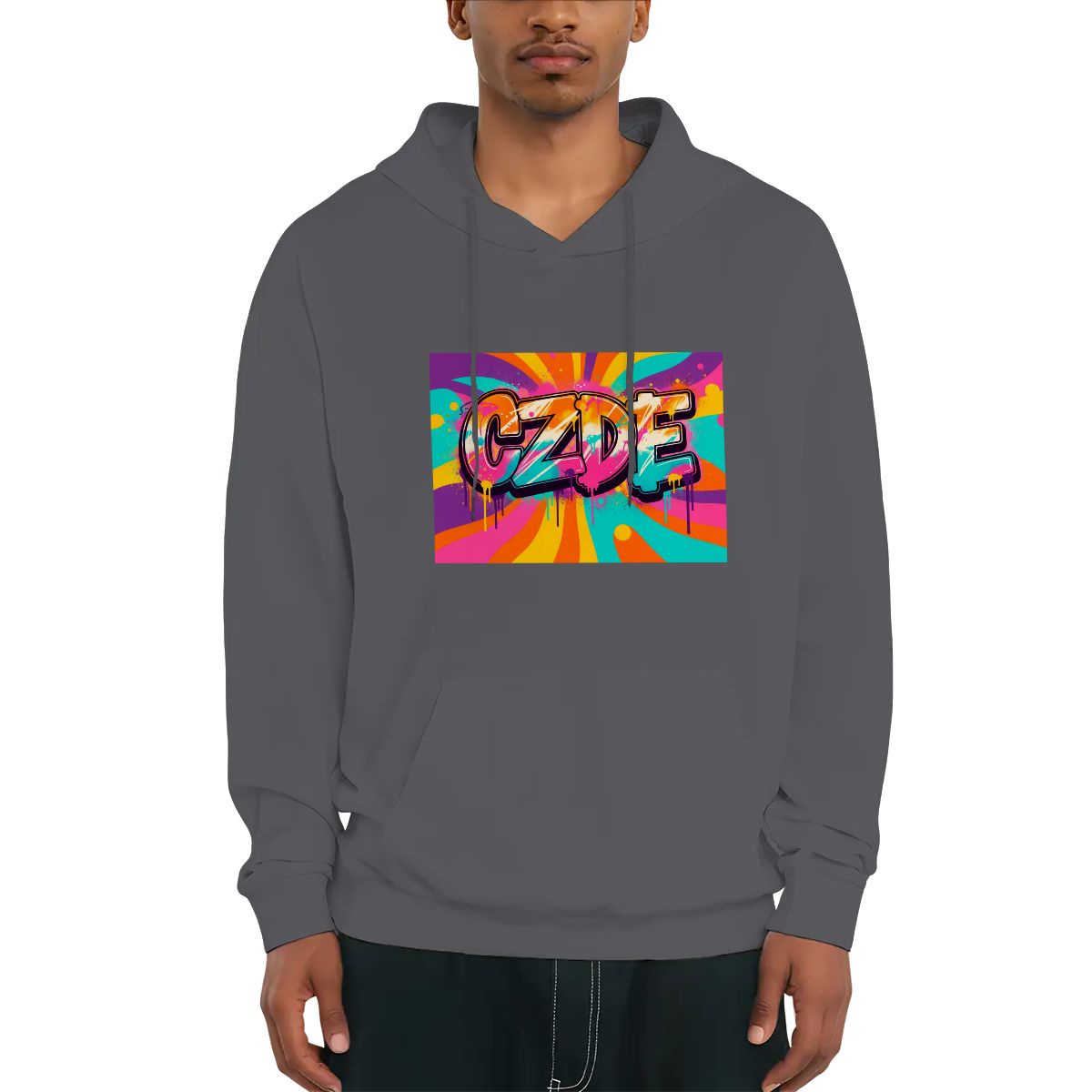 Unisex Fleece Hoodie - CZDE Vivid Graffiti Hoodie — Colorful Streetwear Statement