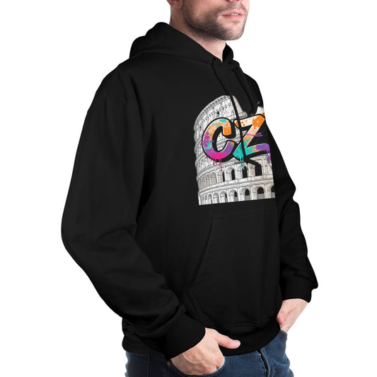 glow Men's Glow in the Dark Hoodie -CZDE Graffiti Hoodie with Rome Colosseum Art – Unisex Pullover
