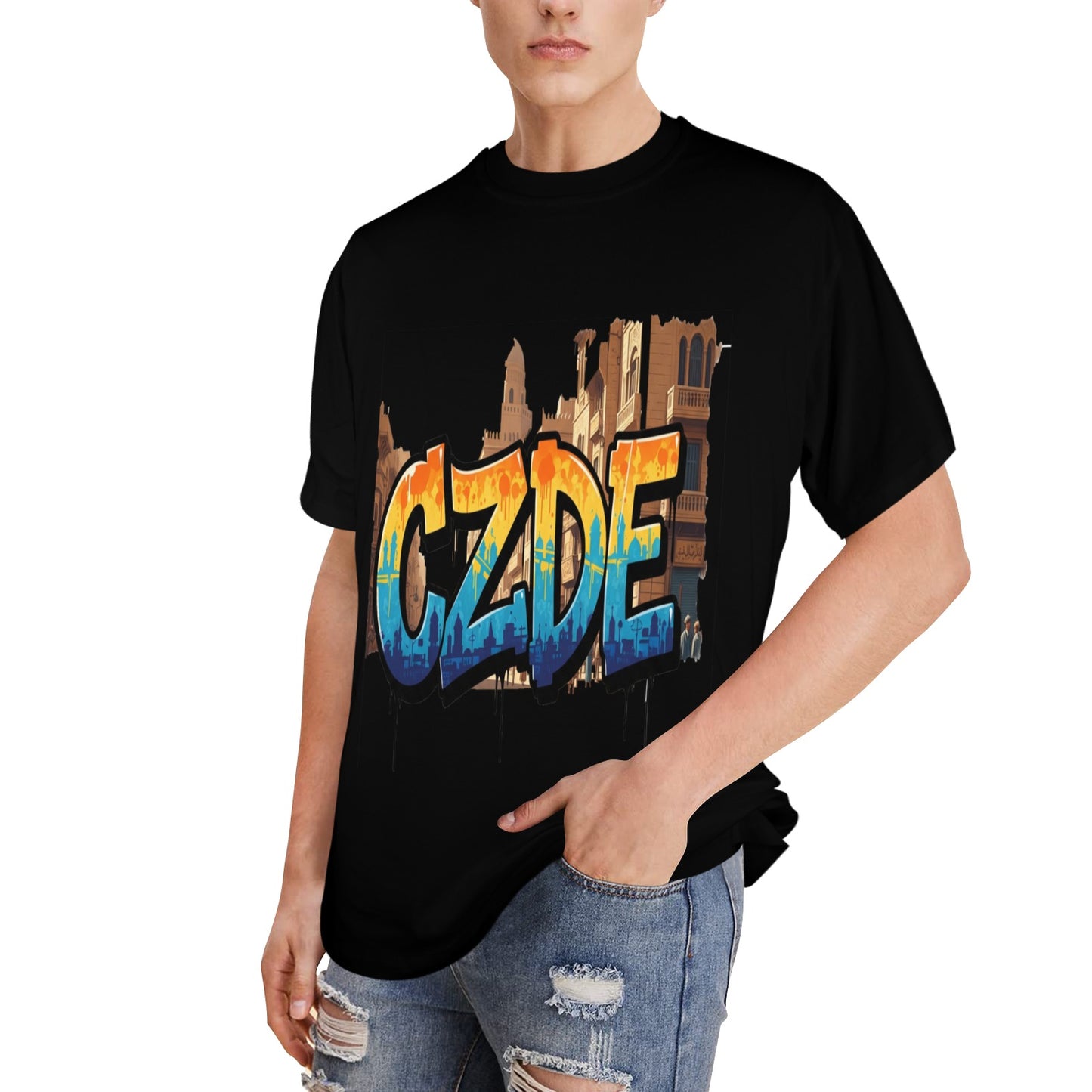 glow Men's Glow in the Dark -CZDE Urban Streetwear Tee with City Art Print – Unisex