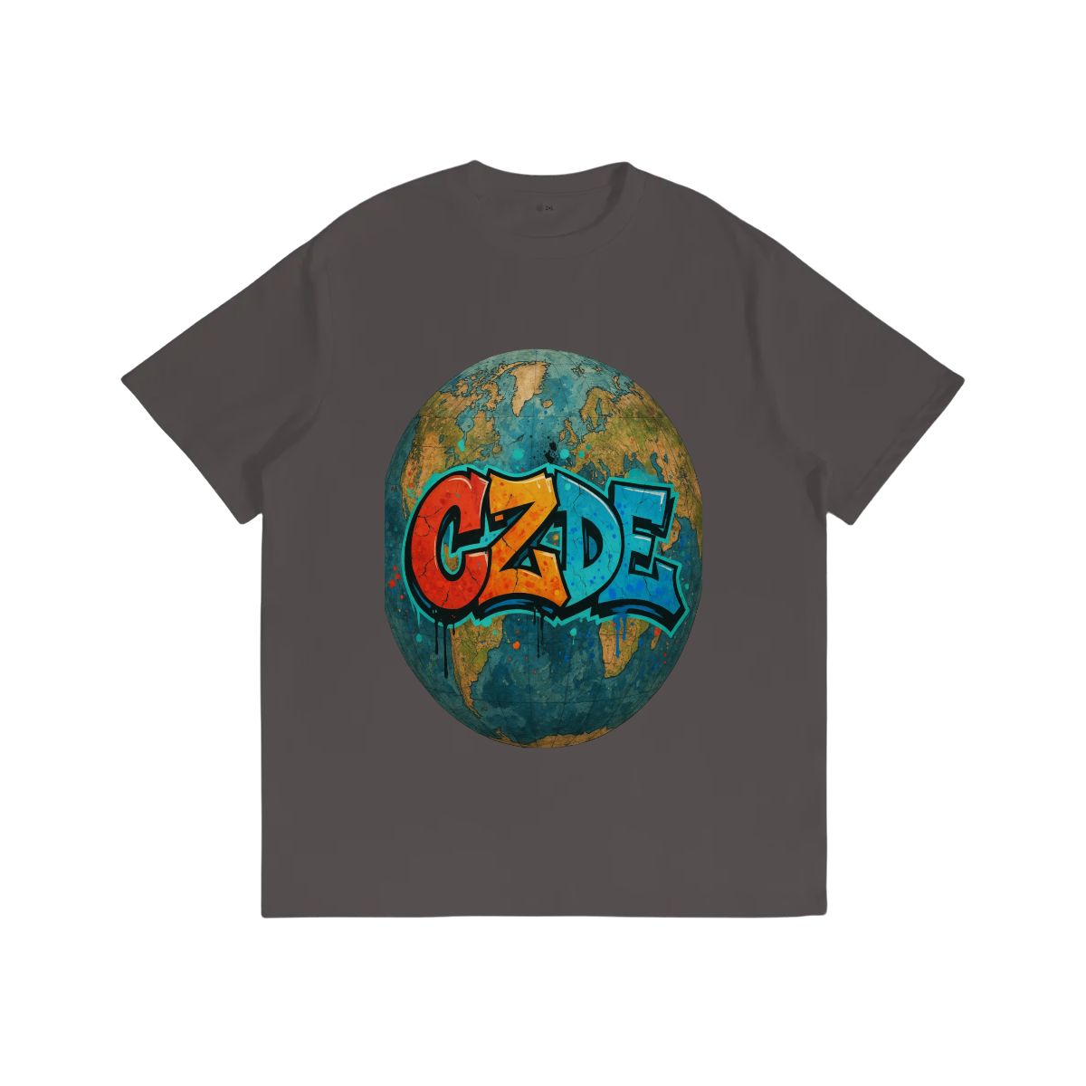 “CZDE Earth Graffiti T-Shirt | Streetwear with Global Vibes”