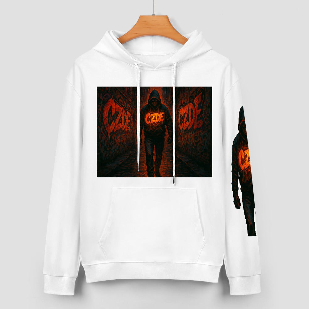 CZDE Urban Warrior Hoodie – Fearless Street Style | Bold Graffiti Statement for Night Rebels