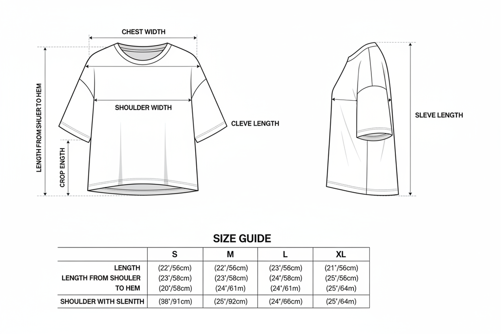 Guía de Medidas Crop Top Oversized