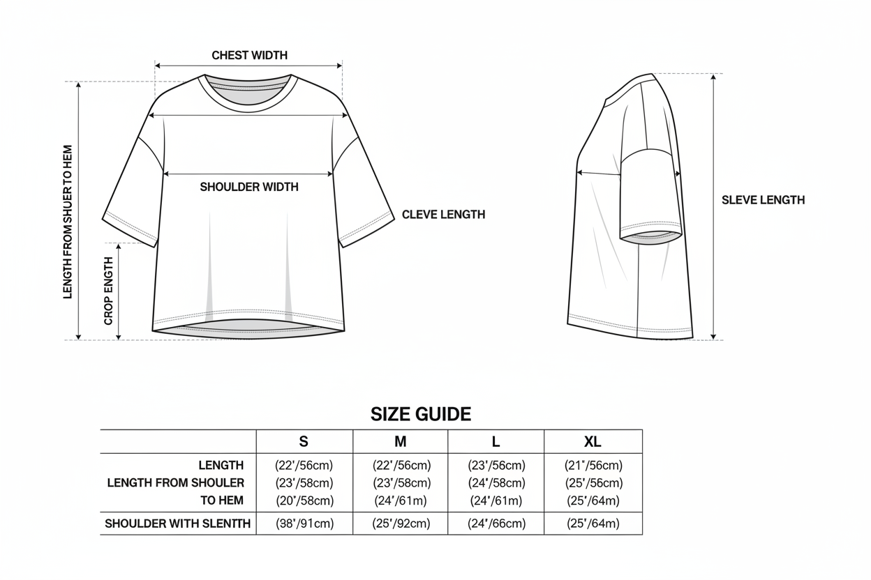 Guía de Medidas Crop Top Oversized