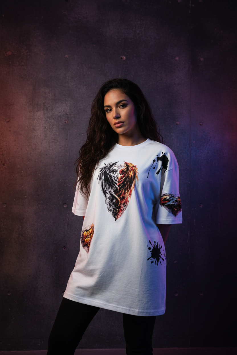 Mockup 4 - Latina female model, neon concrete wall