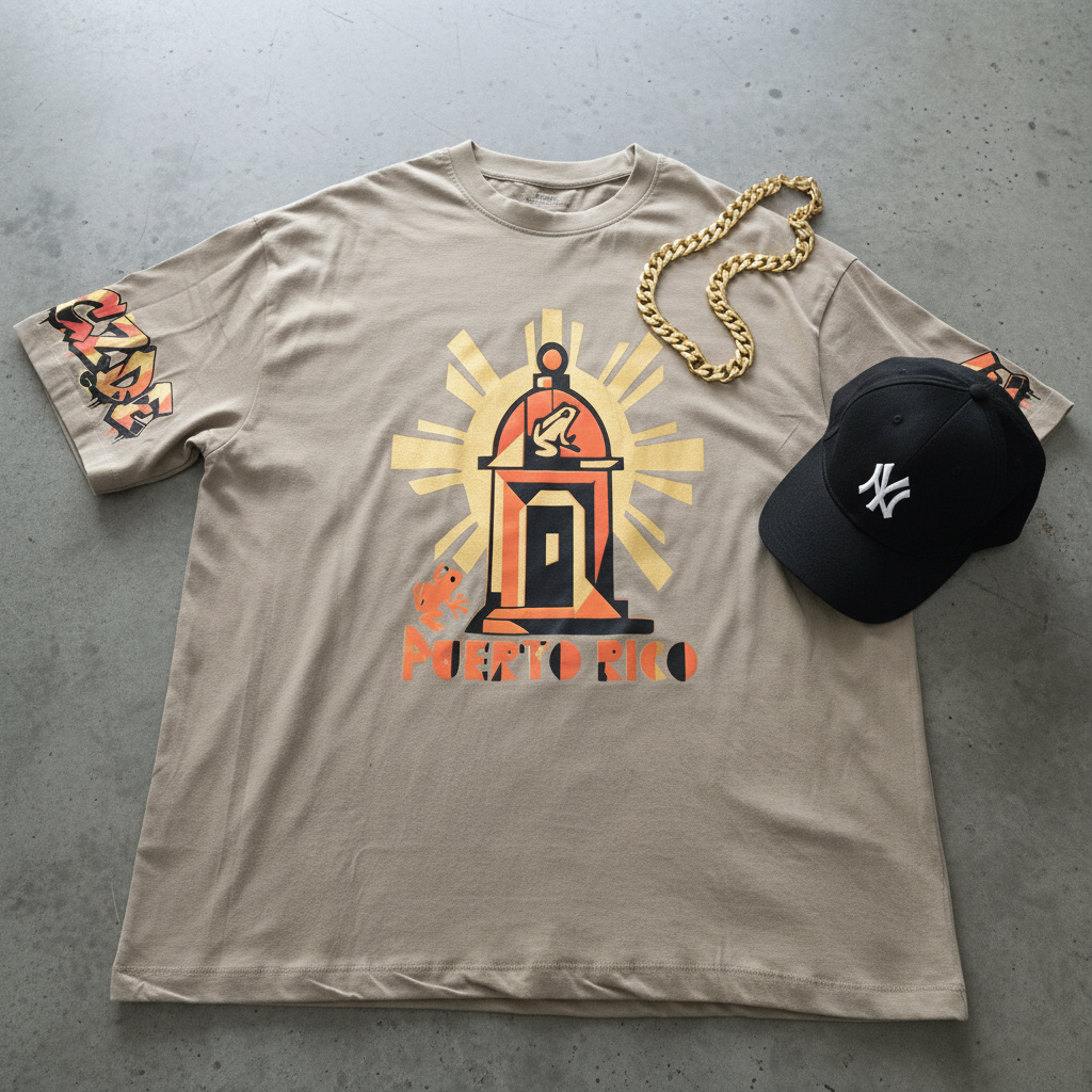 CZDE tee flat lay with gold chain streetwear styling