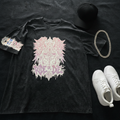 CZDE Ride or Die tee flat lay with silver chain styling