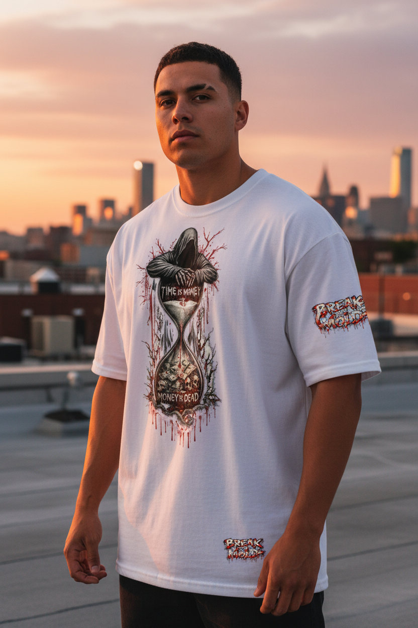 Mockup 1 - Latino male model, rooftop golden hour, front view