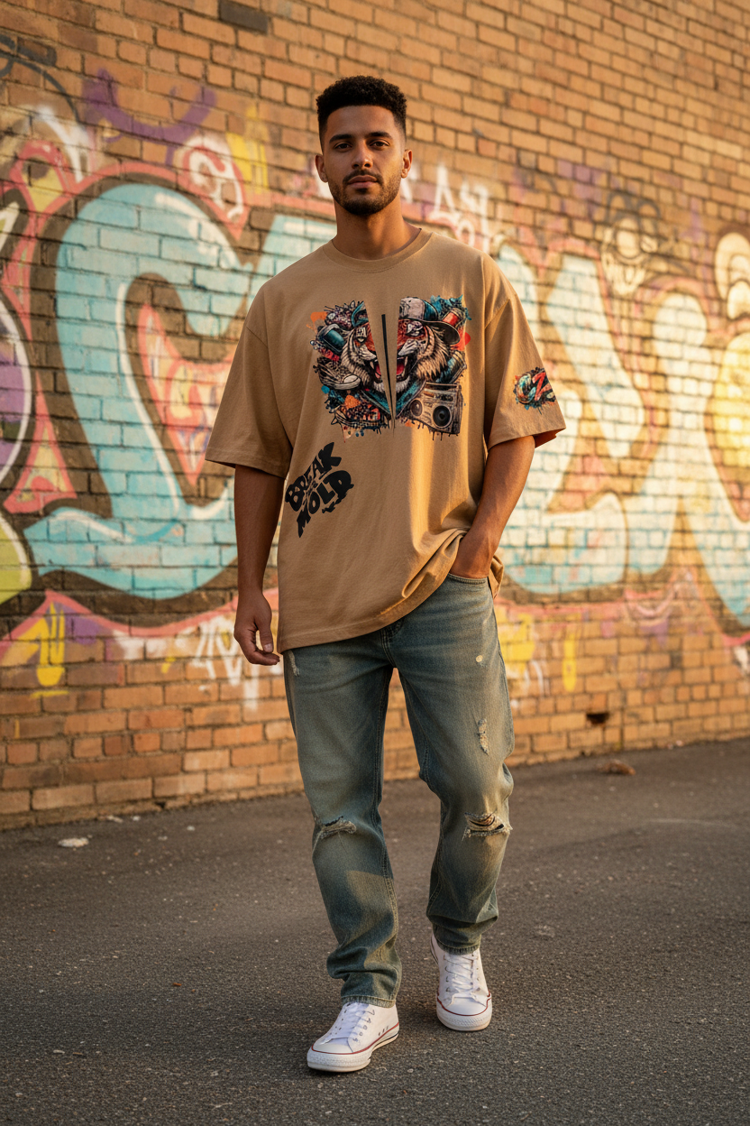 Male Mockup - Graffiti Wall